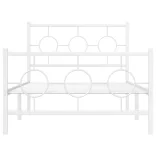fehér fém ágykeret fej- és lábtámlával 100 x 190 cm