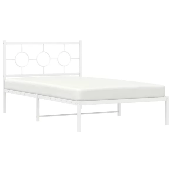 fehér fém ágykeret fej- és lábtámlával 107 x 203 cm