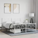 fehér fém ágykeret fej- és lábtámlával 150x200 cm