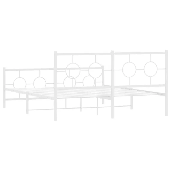 fehér fém ágykeret fej- és lábtámlával 150x200 cm