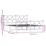 fehér fém ágykeret fej- és lábtámlával 150x200 cm