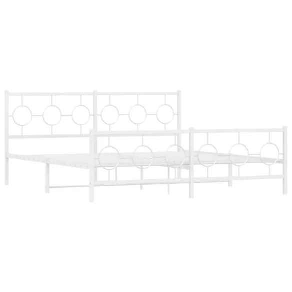 fehér fém ágykeret fej- és lábtámlával 180 x 200 cm