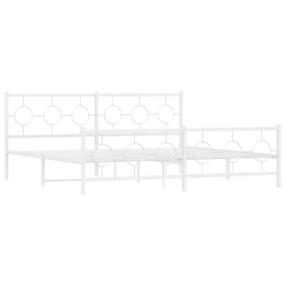fehér fém ágykeret fej- és lábtámlával 200x200 cm