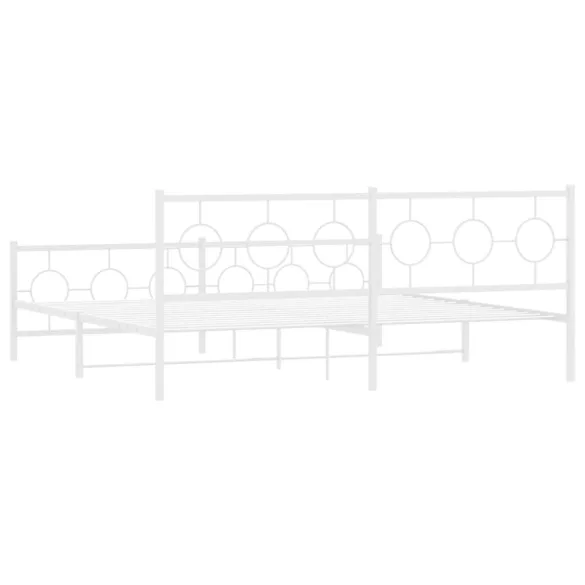 fehér fém ágykeret fej- és lábtámlával 200x200 cm