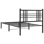 fekete fém ágykeret fejtámlával 90 x 200 cm