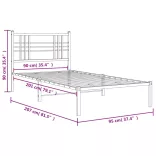 fekete fém ágykeret fejtámlával 90 x 200 cm