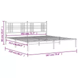 fekete fém ágykeret fejtámlával 183 x 213 cm