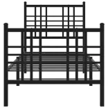 fekete fém ágykeret fej- és lábtámlával 75 x 190 cm