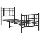 fekete fém ágykeret fej- és lábtámlával 80 x 200 cm
