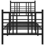 fekete fém ágykeret fej- és lábtámlával 80 x 200 cm