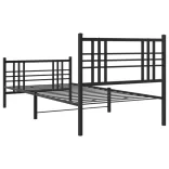 fekete fém ágykeret fej- és lábtámlával 90 x 190 cm