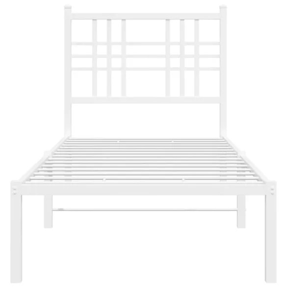 fehér fém ágykeret fejtámlával 80x200 cm