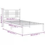 fehér fém ágykeret fejtámlával 100x190 cm