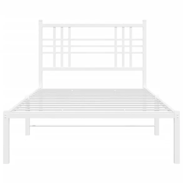 fehér fém ágykeret fejtámlával 107x203 cm