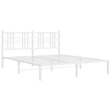 fehér fém ágykeret fejtámlával 150 x 200 cm