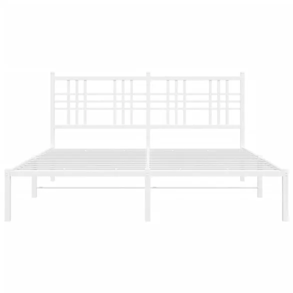 fehér fém ágykeret fejtámlával 150 x 200 cm