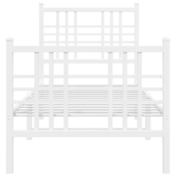 fehér fém ágykeret fej- és lábtámlával 75 x 190 cm