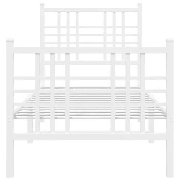 fehér fém ágykeret fej- és lábtámlával 80x200 cm