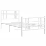 fehér fém ágykeret fej- és lábtámlával 90 x 190 cm