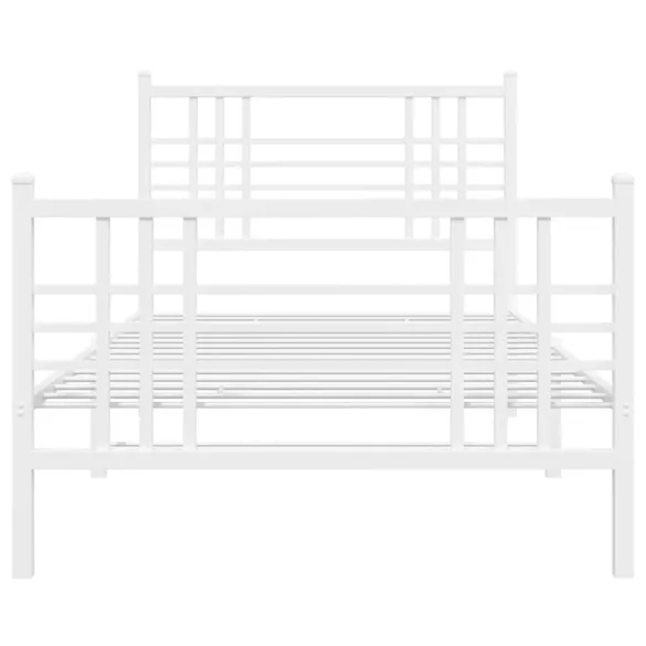 fehér fém ágykeret fej- és lábtámlával 90x200 cm