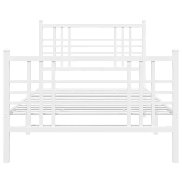 fehér fém ágykeret fej- és lábtámlával 107 x 203 cm