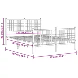 fehér fém ágykeret fej- és lábtámlával 120x200 cm