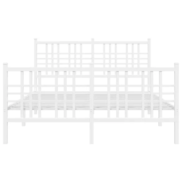 fehér fém ágykeret fej- és lábtámlával 140x200 cm