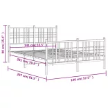 fehér fém ágykeret fej- és lábtámlával 140x200 cm