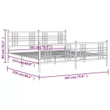 fehér fém ágykeret fej- és lábtámlával 183 x 213 cm