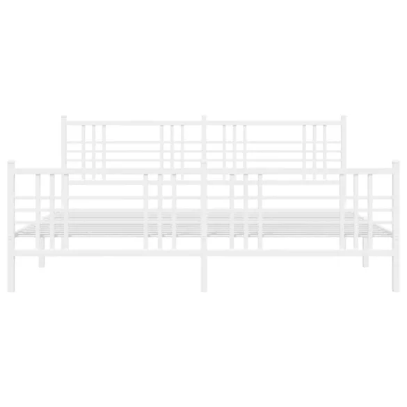 fehér fém ágykeret fej- és lábtámlával 200x200 cm
