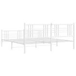 fehér fém ágykeret fej- és lábtámlával 200x200 cm