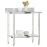 rozsdamentes acél konyhai munkaasztal hátlappal 82,5x55x93 cm