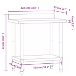 rozsdamentes acél konyhai munkaasztal hátlappal 82,5x55x93 cm