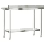 rozsdamentes acél konyhai munkaasztal hátlappal 110x55x93 cm