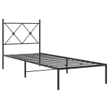 fekete fém ágykeret fejtámlával 80 x 200 cm