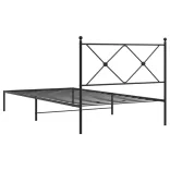 fekete fém ágykeret fejtámlával 107 x 203 cm