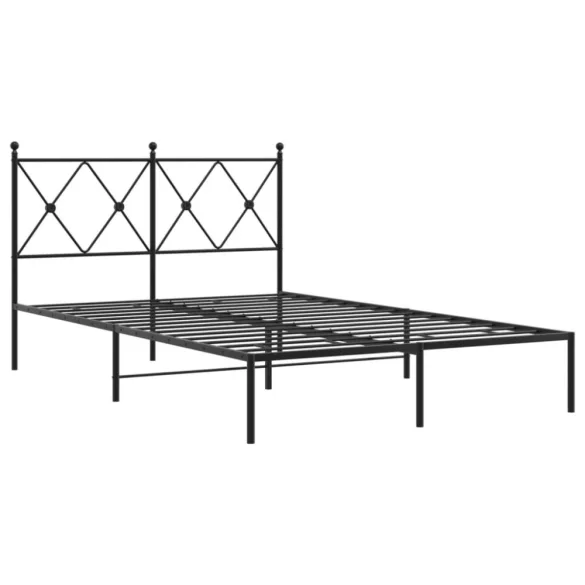 fekete fém ágykeret fejtámlával 120 x 190 cm