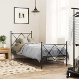 fekete fém ágykeret fej- és lábtámlával 75 x 190 cm