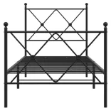 fekete fém ágykeret fej- és lábtámlával 75 x 190 cm