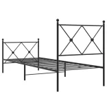 fekete fém ágykeret fej- és lábtámlával 75 x 190 cm