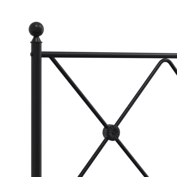 fekete fém ágykeret fej- és lábtámlával 75 x 190 cm