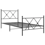 fekete fém ágykeret fej- és lábtámlával 90 x 190 cm