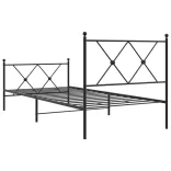 fekete fém ágykeret fej- és lábtámlával 90 x 190 cm