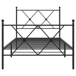 fekete fém ágykeret fej- és lábtámlával 90 x 200 cm