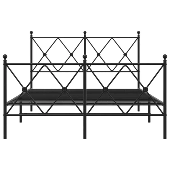 fekete fém ágykeret fej- és lábtámlával 120 x 200 cm
