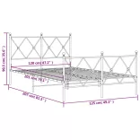 fekete fém ágykeret fej- és lábtámlával 120 x 200 cm