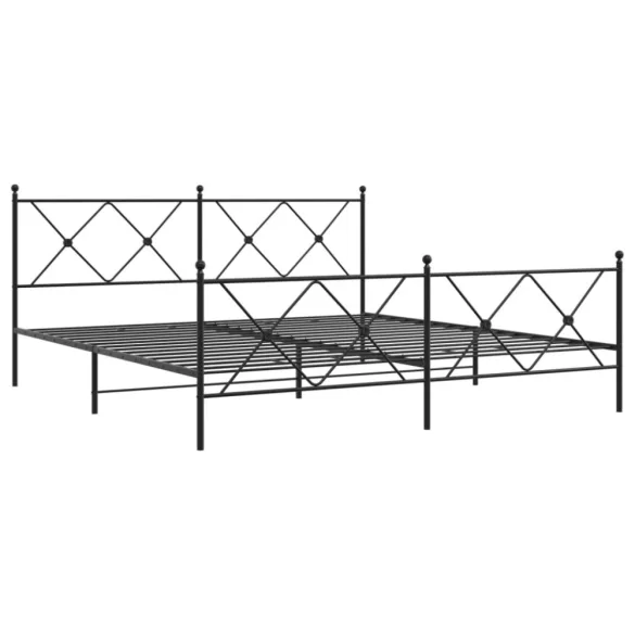 fekete fém ágykeret fej- és lábtámlával 183 x 213 cm