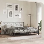 fekete fém ágykeret fej- és lábtámlával 183 x 213 cm