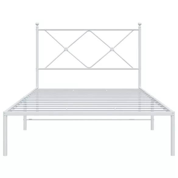 fehér fém ágykeret fejtámlával 107x203 cm