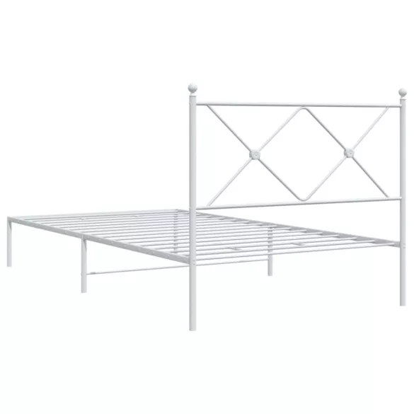 fehér fém ágykeret fejtámlával 107x203 cm